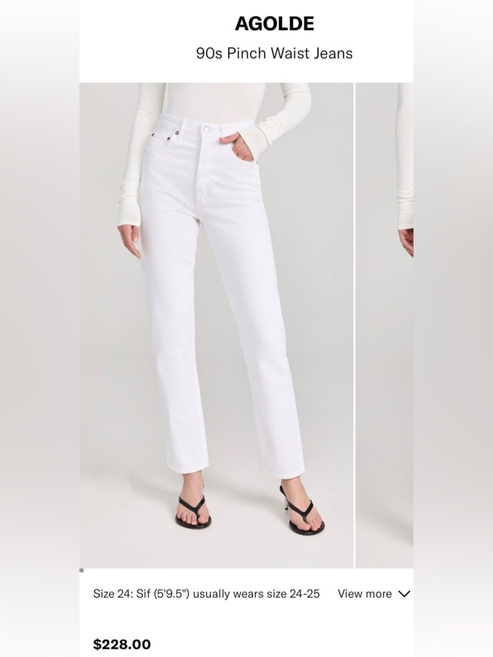 Agolde White 90s Pinch Waist Straight Leg Jeans